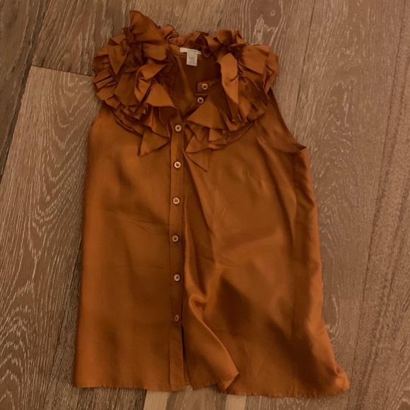 J. Crew Tops - J. Crew Silk Ruffle Tank Blouse Button